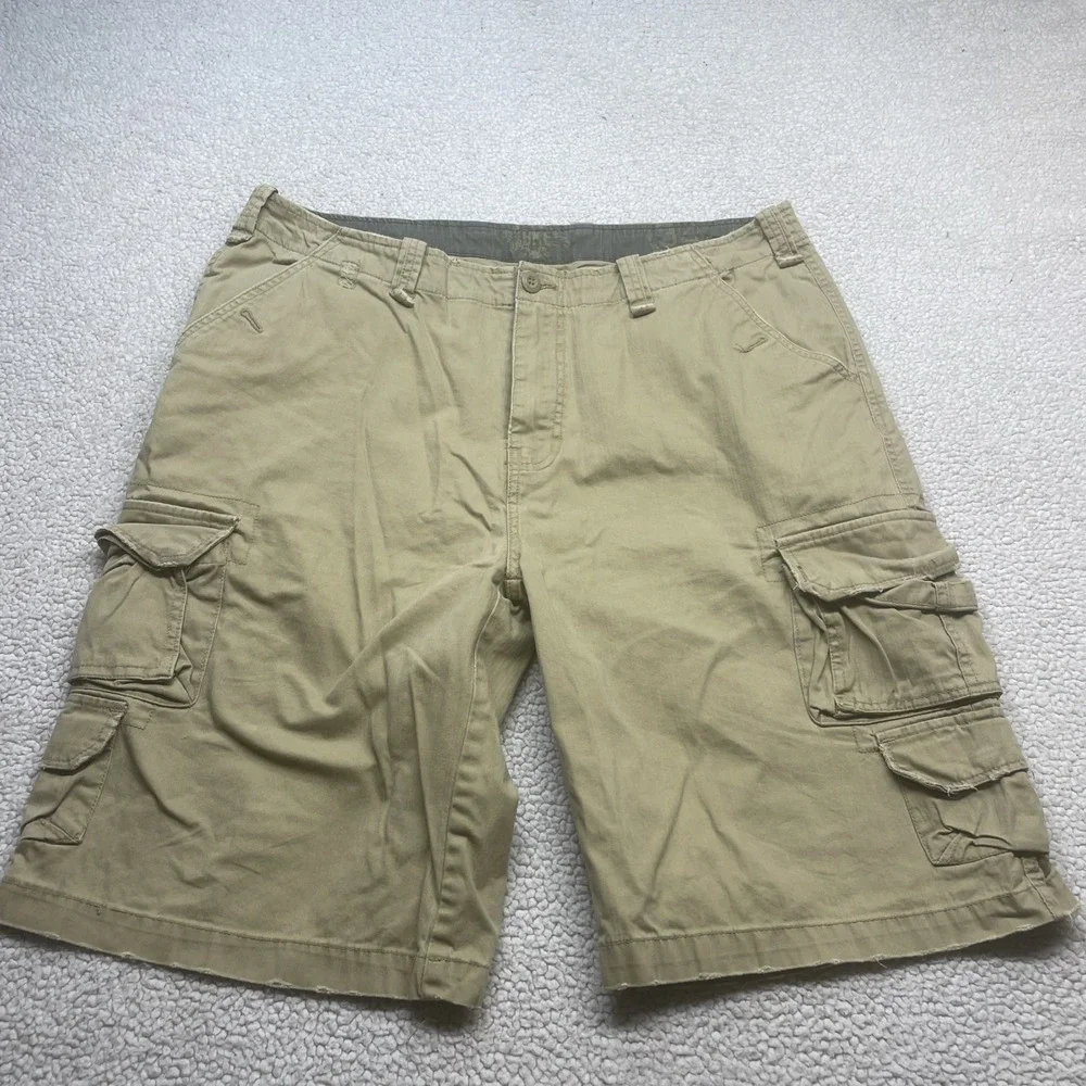 BKE Cargo Shorts Mens 38 Tan Khaki Twill Relaxed Multi-Pocket Casual Outdoor